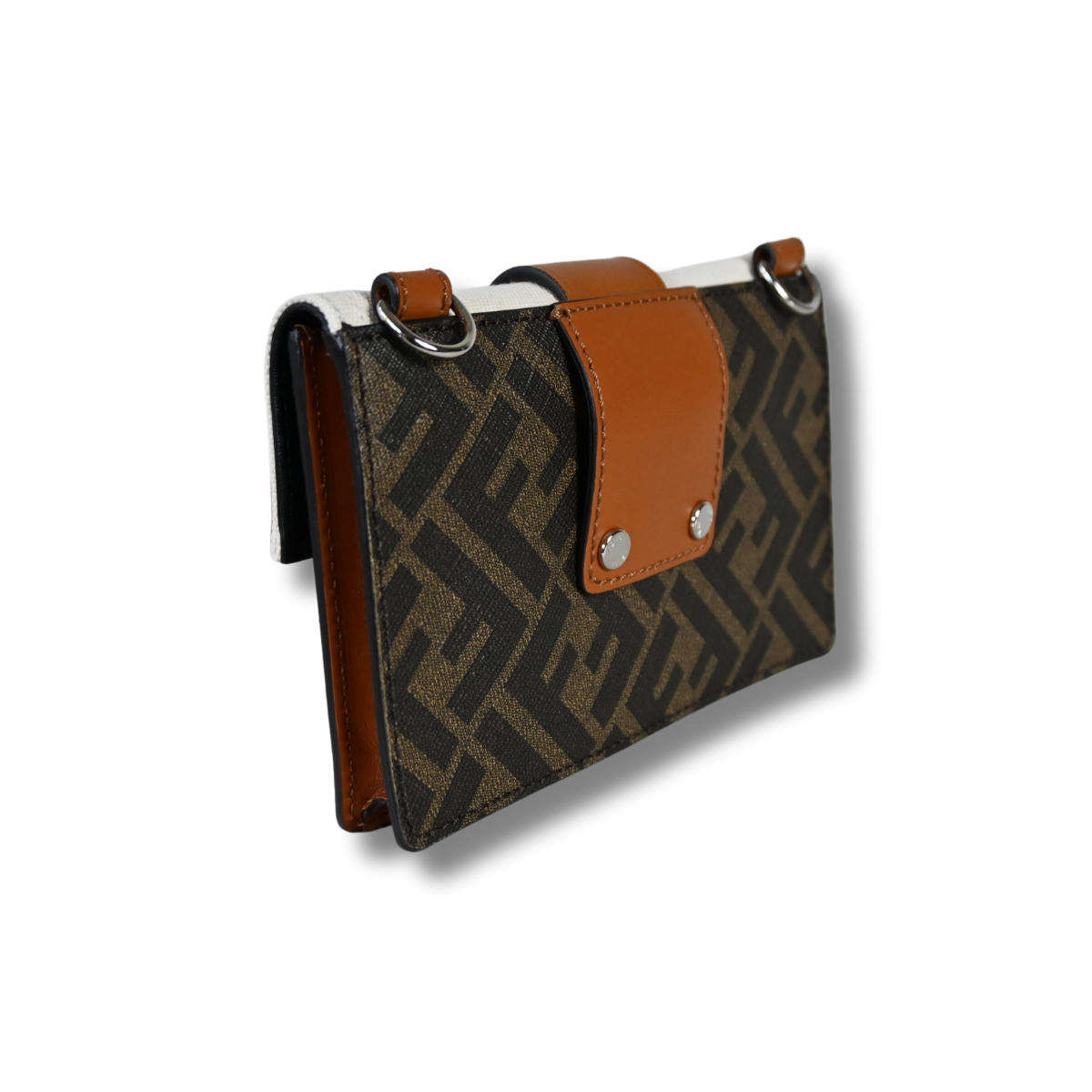 Fendi Flat Baguette Pouch with Cloth and leather jacquard FF motif
