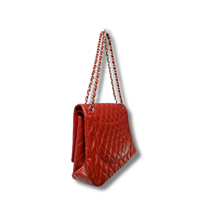 Chanel Jumbo Double Flap Patient Red Leather Sliver Hardware