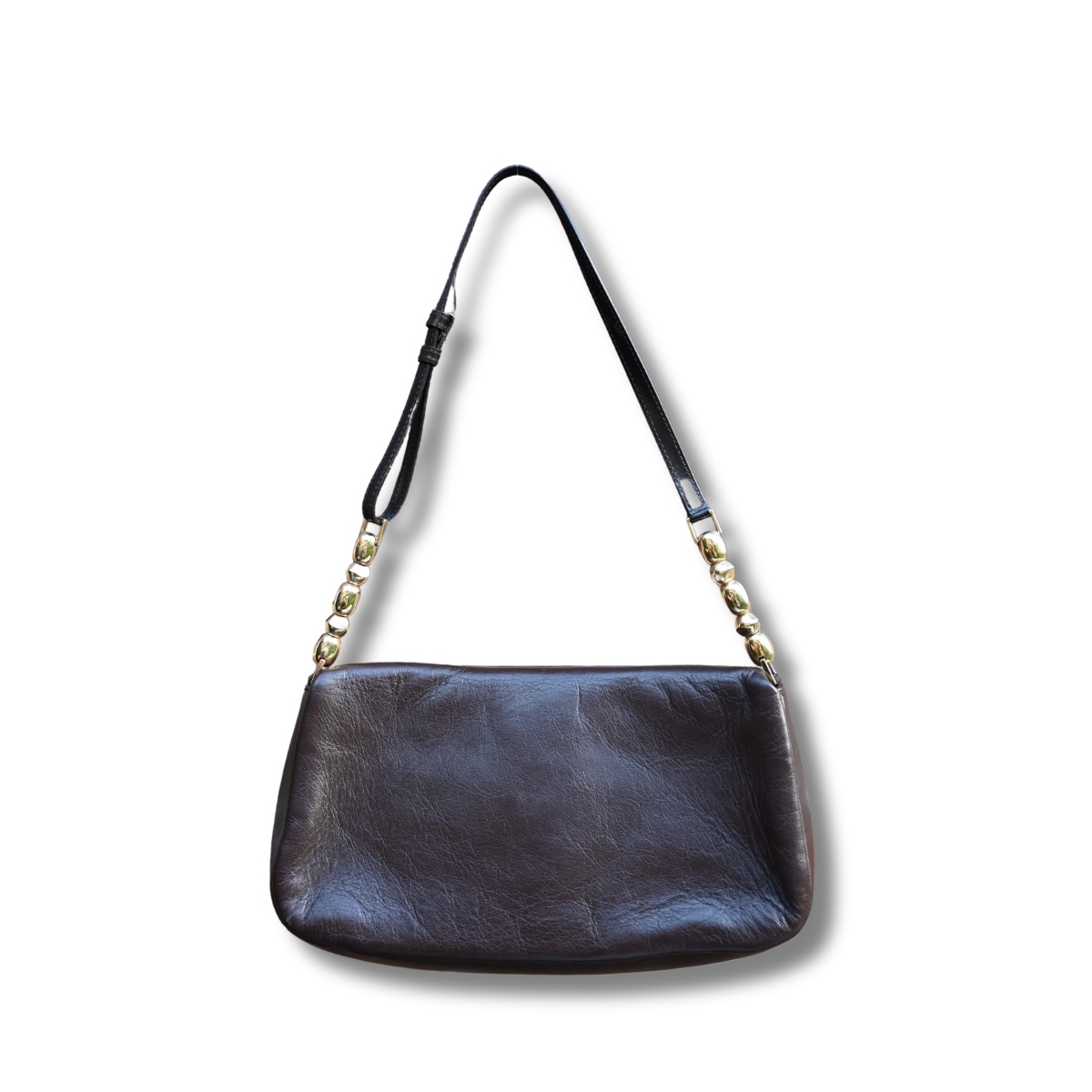 Dior Malice Shoulder Bag Brown Leather with Gold Pearl Accents