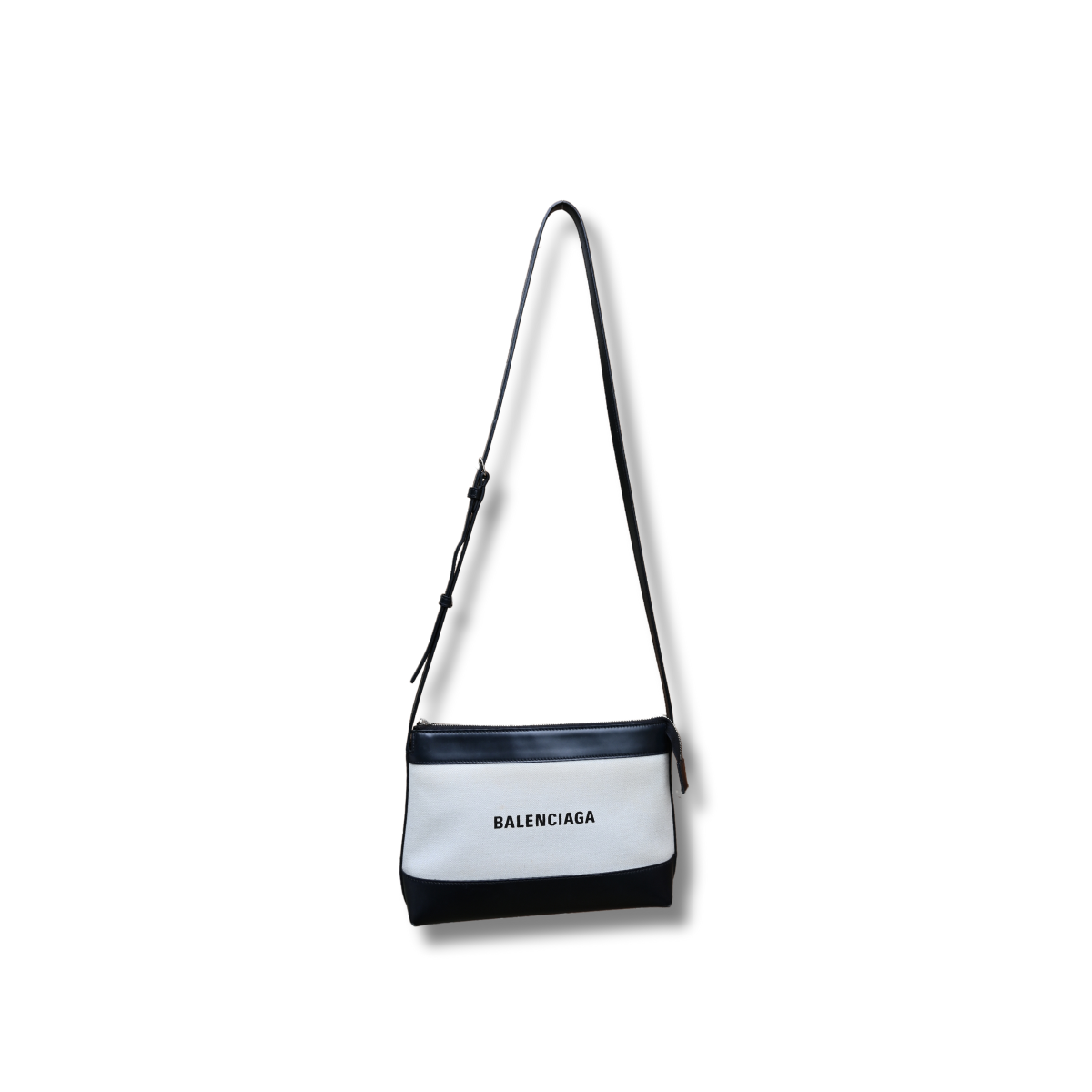 Balenciaga Crossbody Satchel Bag Black and neutral canvas leather pre-owned