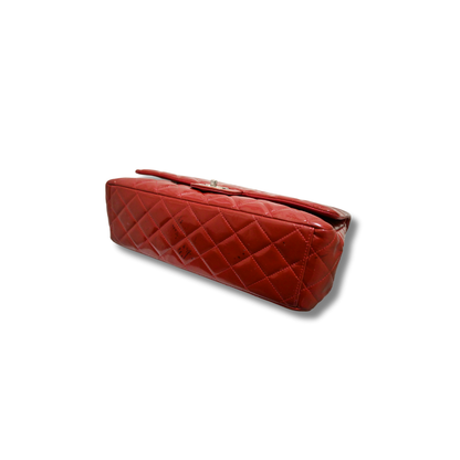 Chanel Jumbo Double Flap Patient Red Leather Sliver Hardware