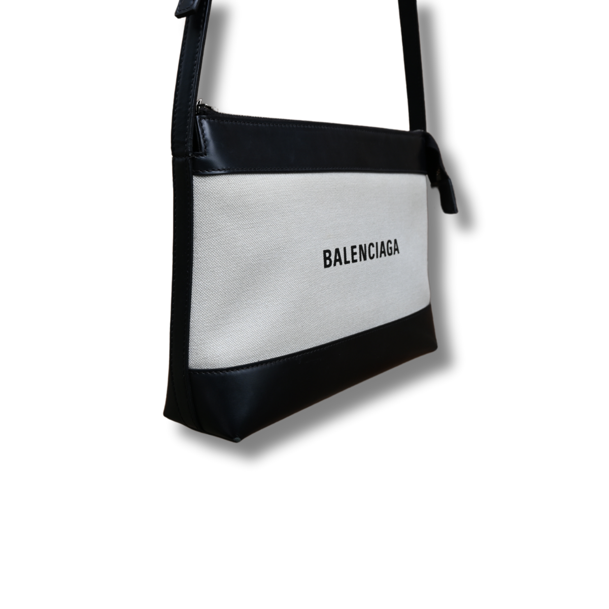 Balenciaga Crossbody Satchel Bag Black and neutral canvas leather pre-owned