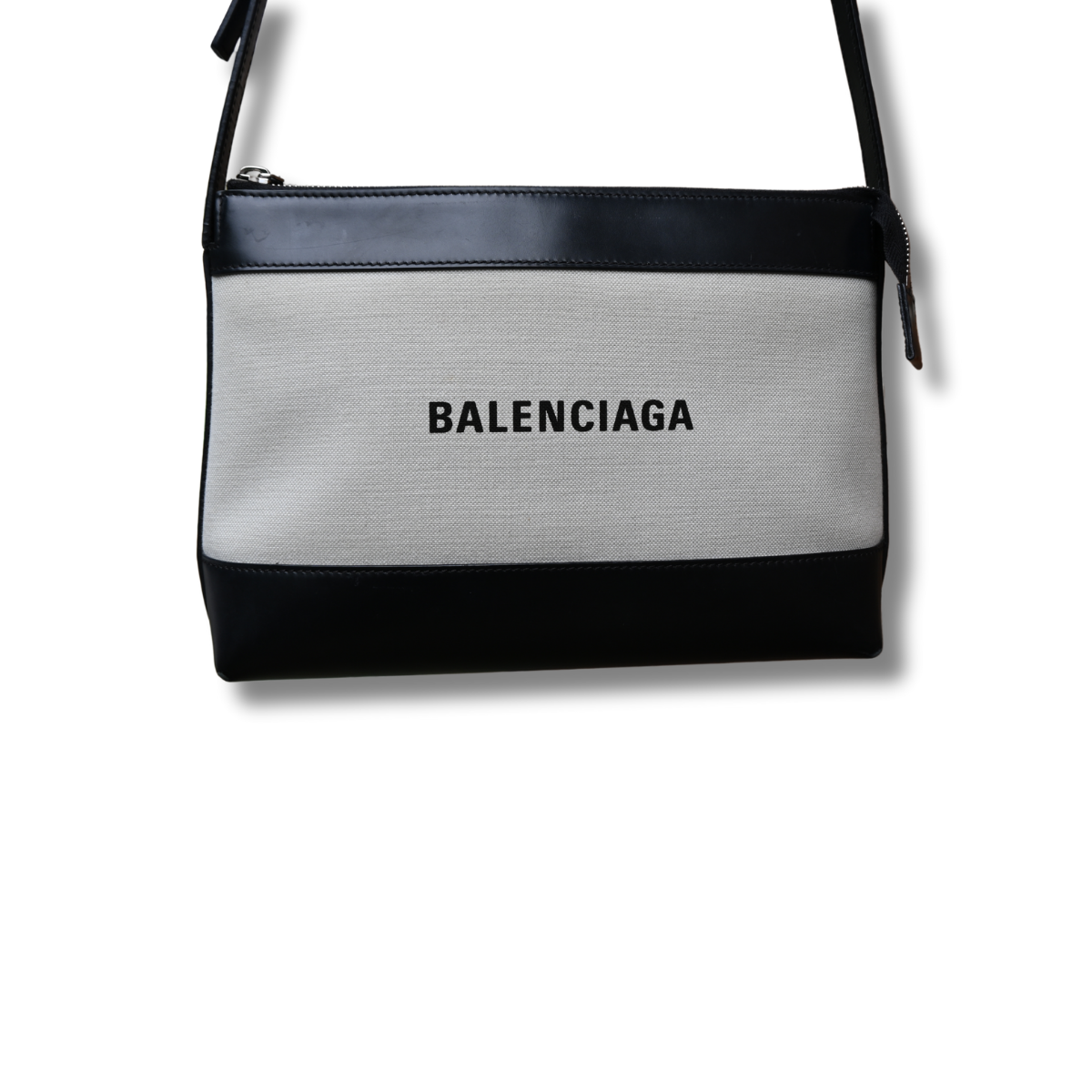 Balenciaga Crossbody Satchel Bag Black and neutral canvas leather pre-owned