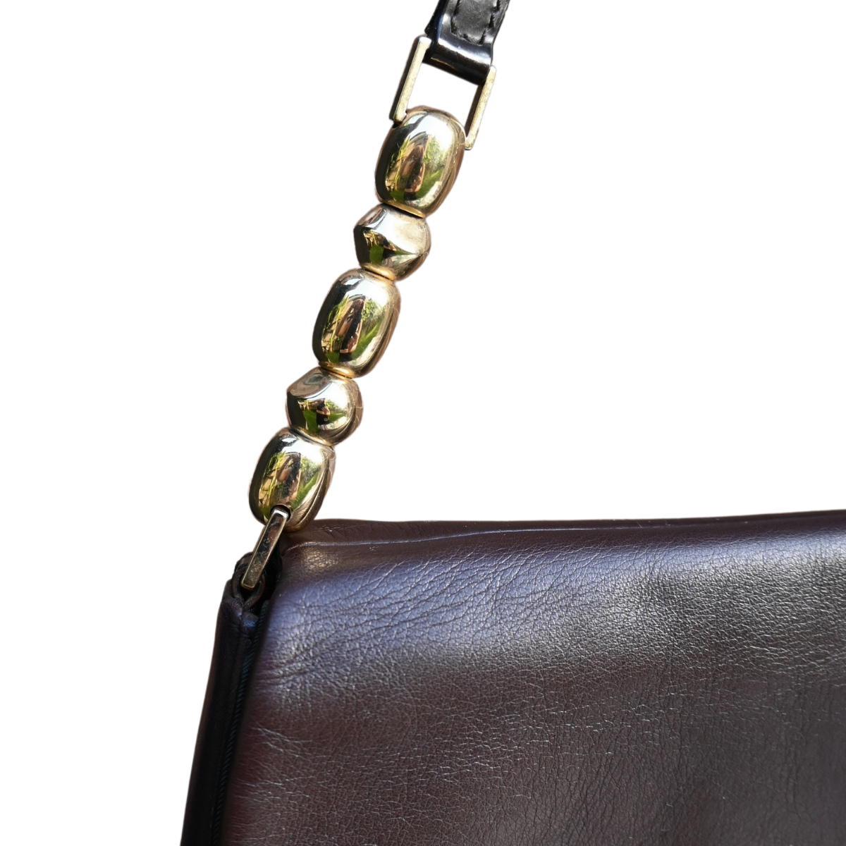 Dior Malice Shoulder Bag Brown Leather with Gold Pearl Accents