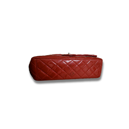 Chanel Jumbo Double Flap Patient Red Leather Sliver Hardware