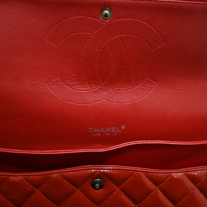 Chanel Jumbo Double Flap Patient Red Leather Sliver Hardware