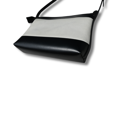 Balenciaga Crossbody Satchel Bag Black and neutral canvas leather pre-owned