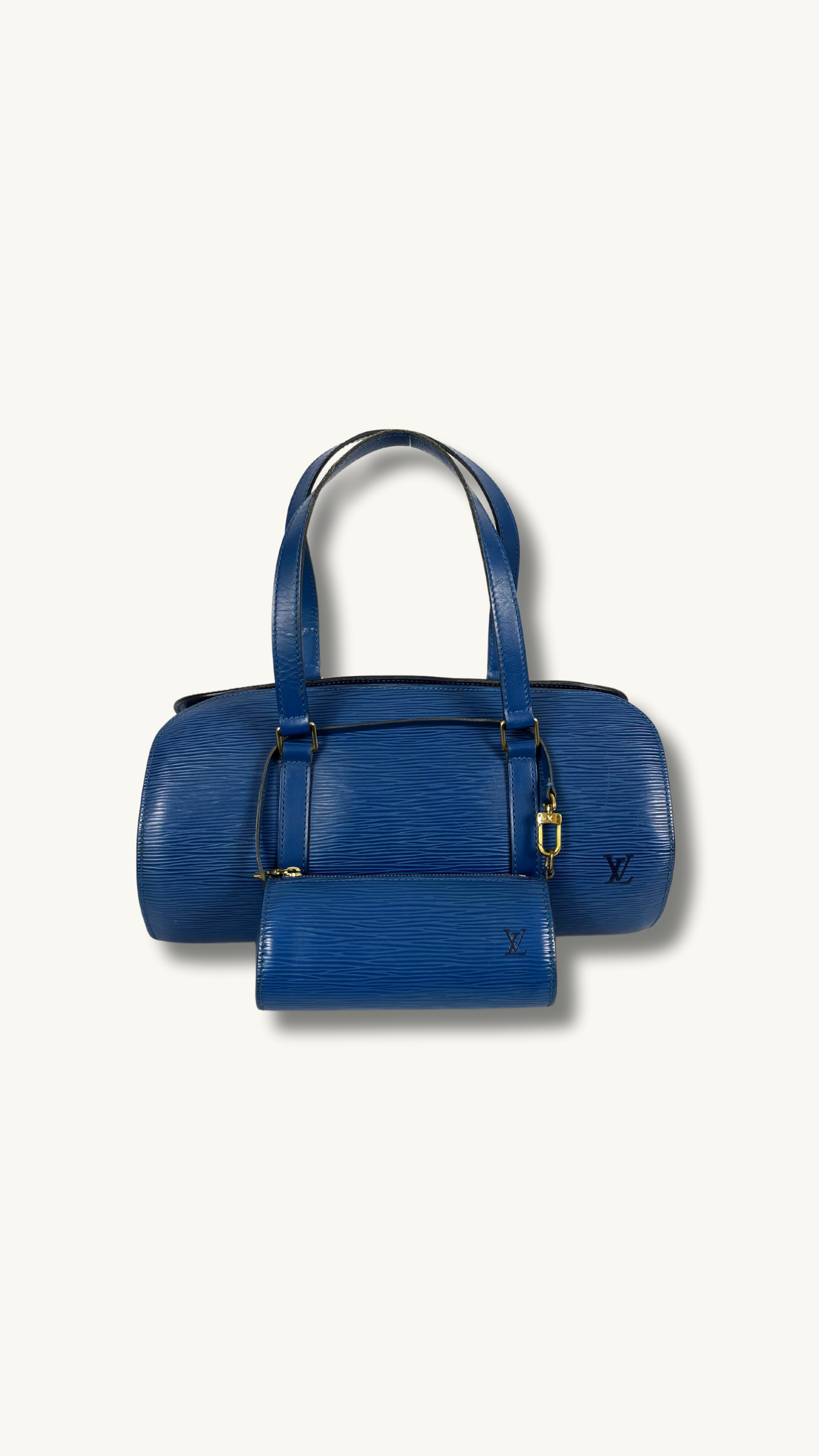 Louis Vuitton Vintage Papillon Handle Bag Blue Epi Leather