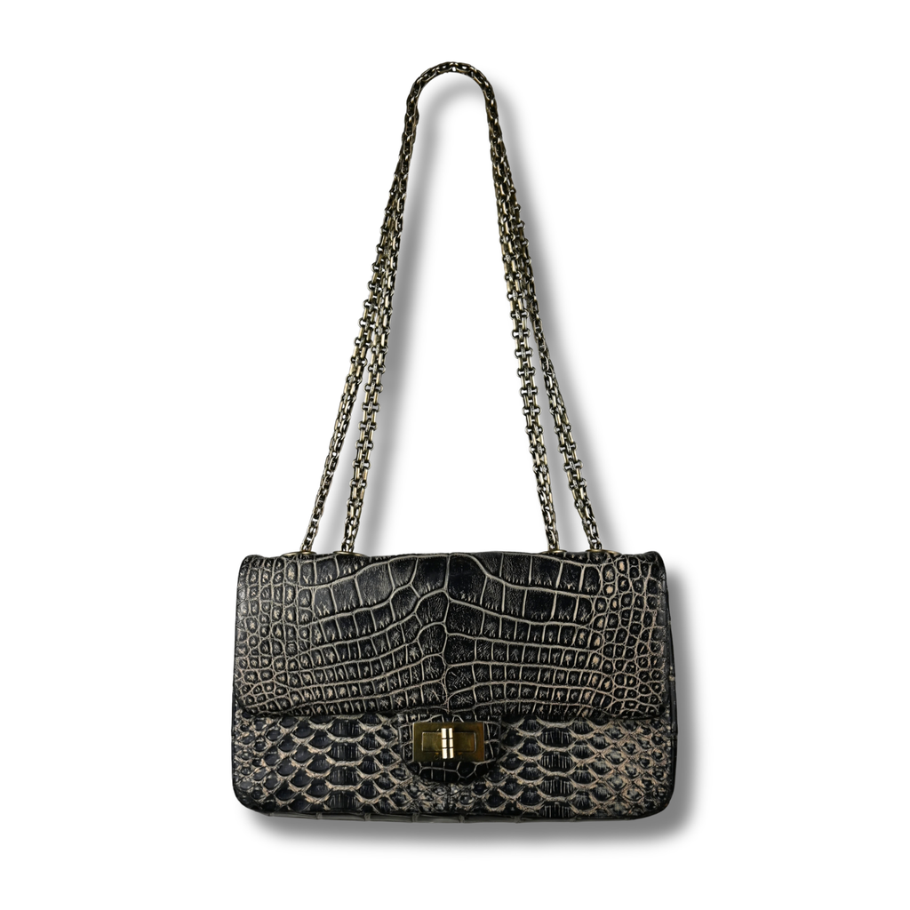 Chanel 2.55 Crocodile Crossbody bag front full strap