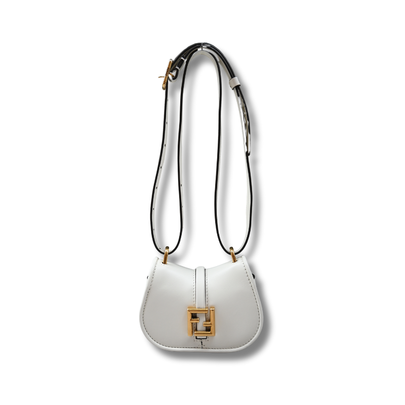 Fendi Cmon Nano Leather Crossbody Bag White