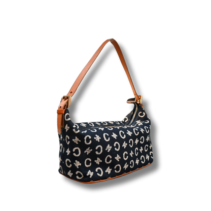 Celine Vintage Triomphe denim and leather handbag 