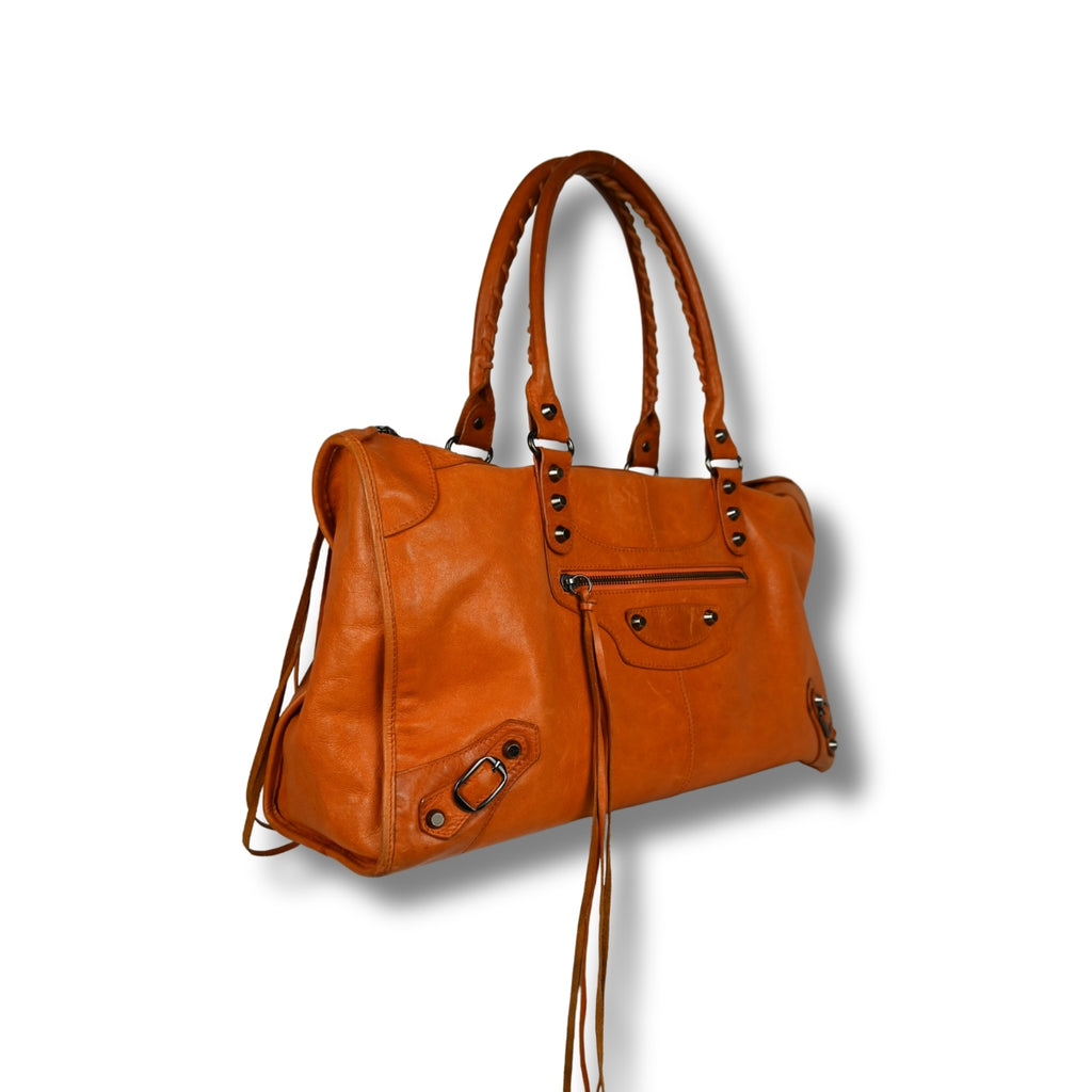 Balenciaga City Bag in Orange Front Side