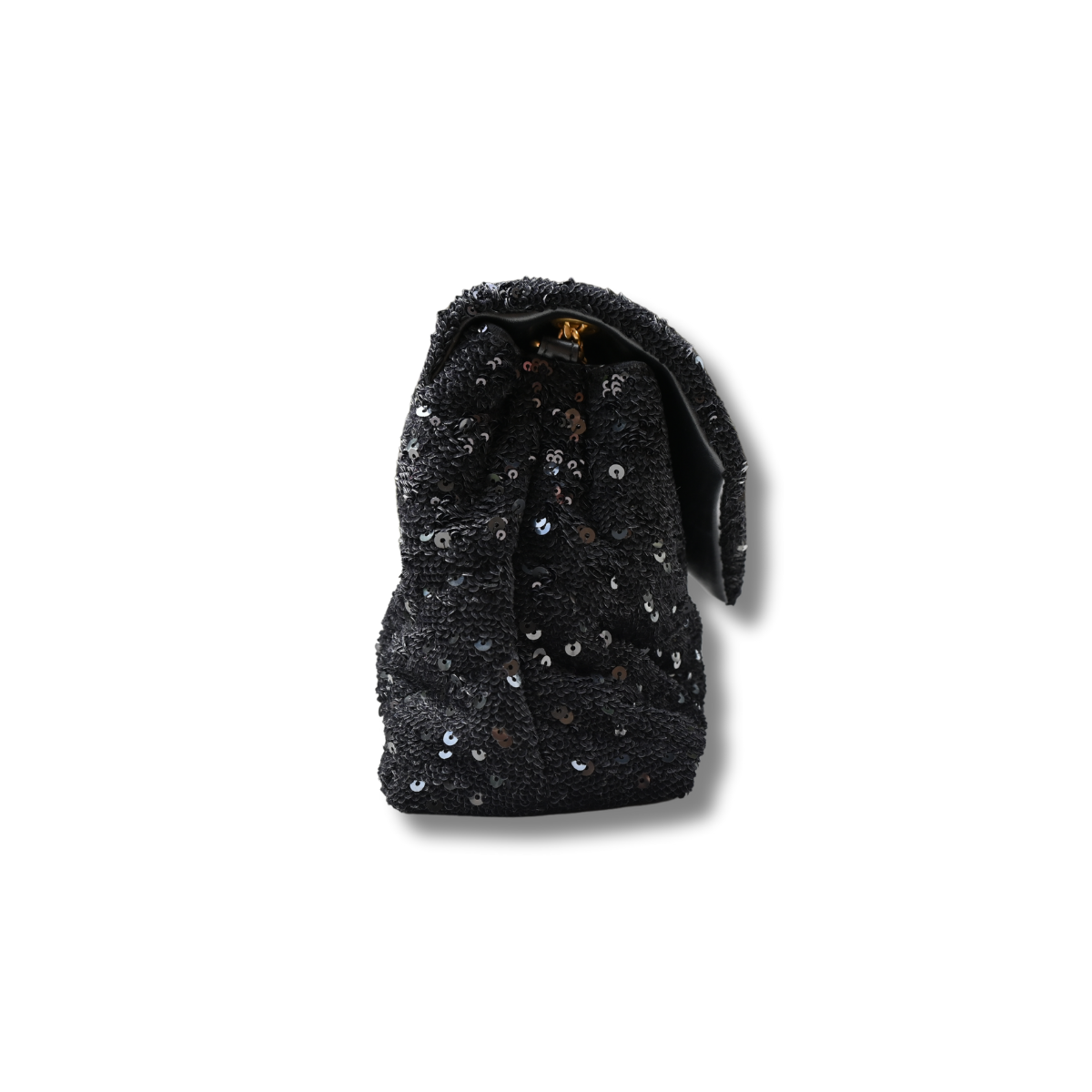 Saint Laurent Loulou Glitter Sequin Crossbody and shoulder bag with black and gold hardware