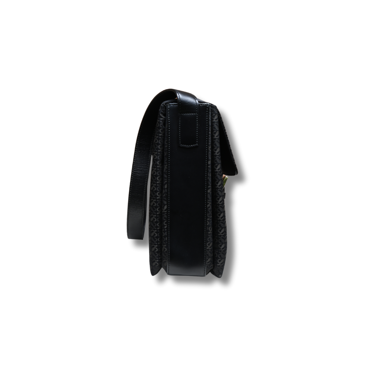 Loewe Anagram Canvas and leather Shoulder Bag with buckle black and gold