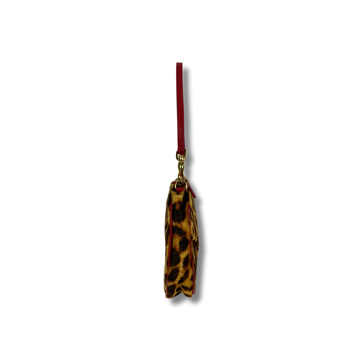 Dior Leopard Print Saddle Rodeo Pouch with pony-style calfskin and red leather trim