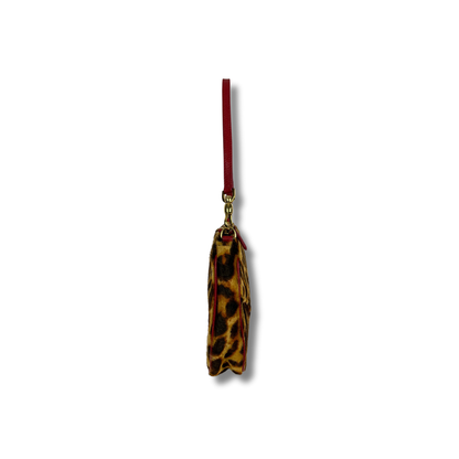 Dior Leopard Print Saddle Rodeo Pouch with pony-style calfskin and red leather trim