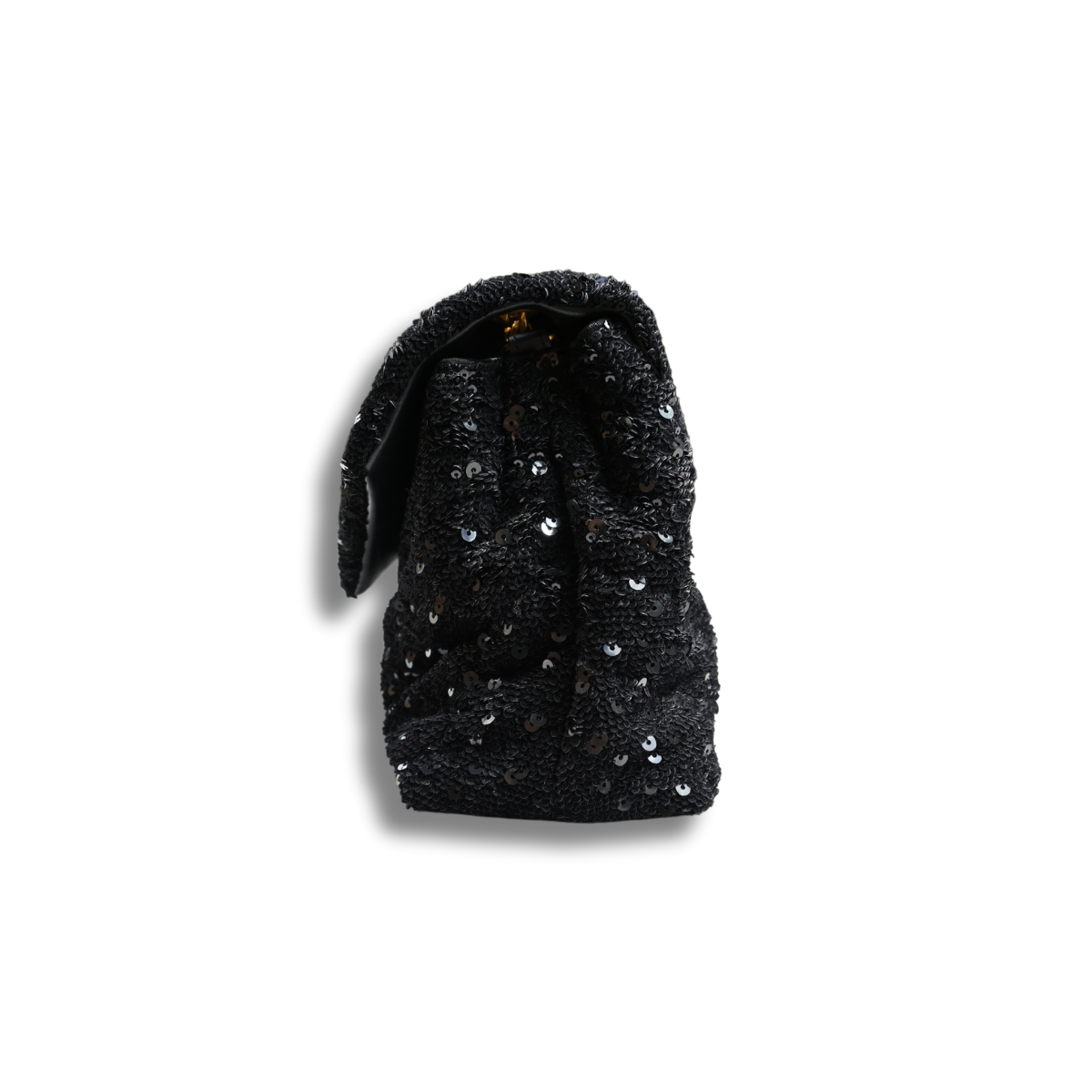 Saint Laurent Loulou Glitter Sequin Crossbody and shoulder bag with black and gold hardware