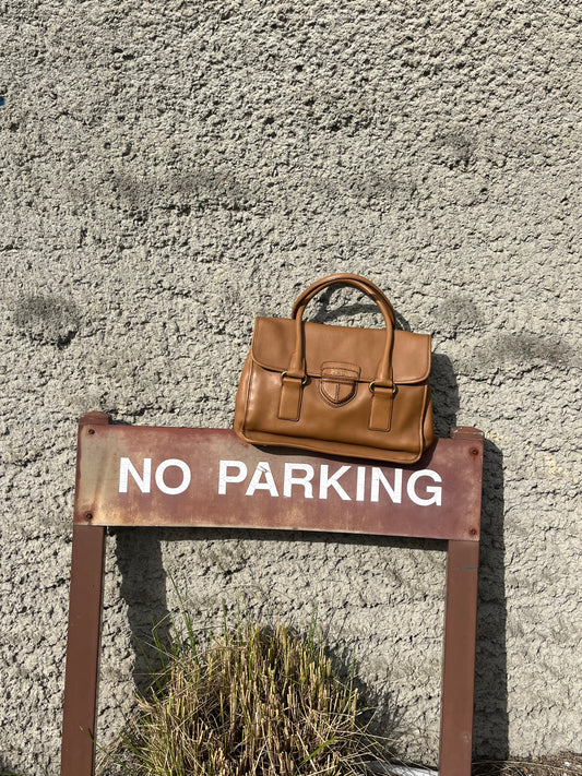Prada Cannella City Bag Brown Calf Skin Leather Satchel Bag Designer Authentic