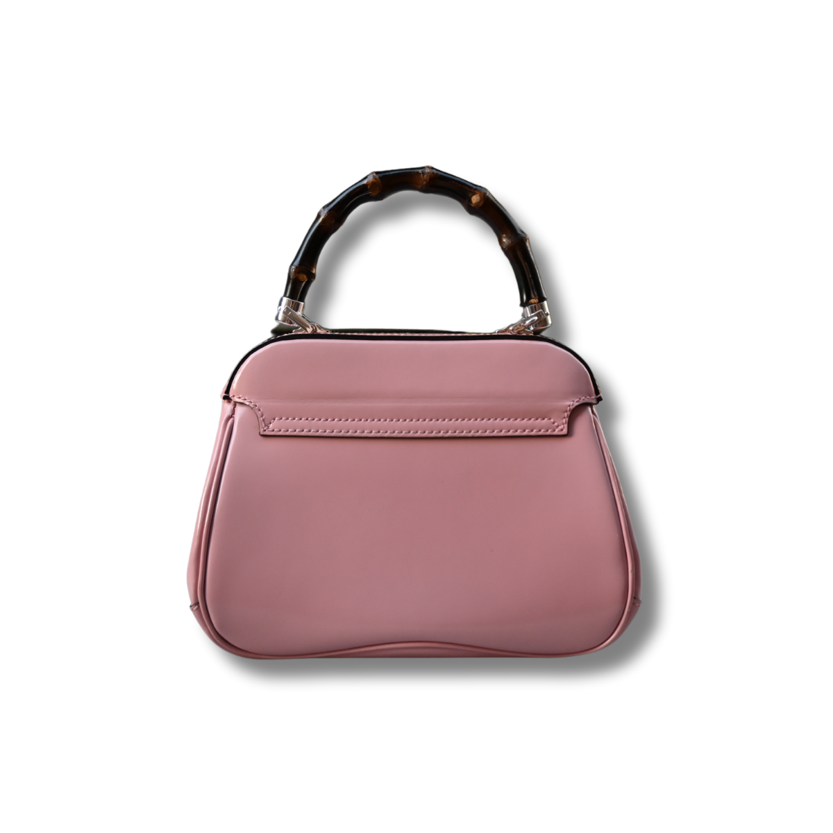 Gucci Bamboo Lady Lock Pink Bag with Silver hardware and detachable strap.
