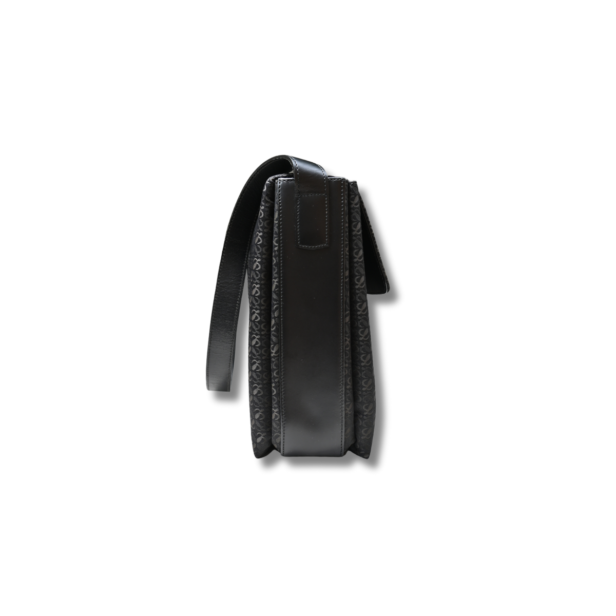 Loewe Anagram Canvas and leather Shoulder Bag with buckle black and gold