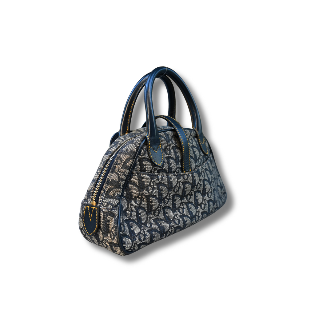 Dior Double Saddle Trotter Bag Navy with gold hardware vintage