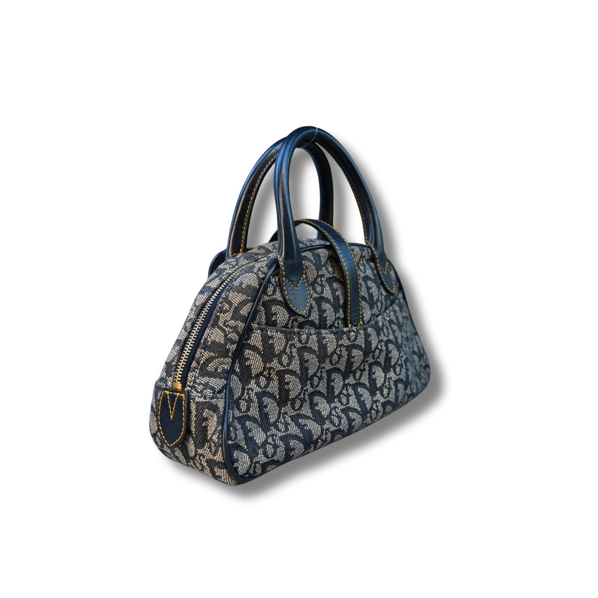 Dior Double Saddle Trotter Bag Navy with gold hardware vintage