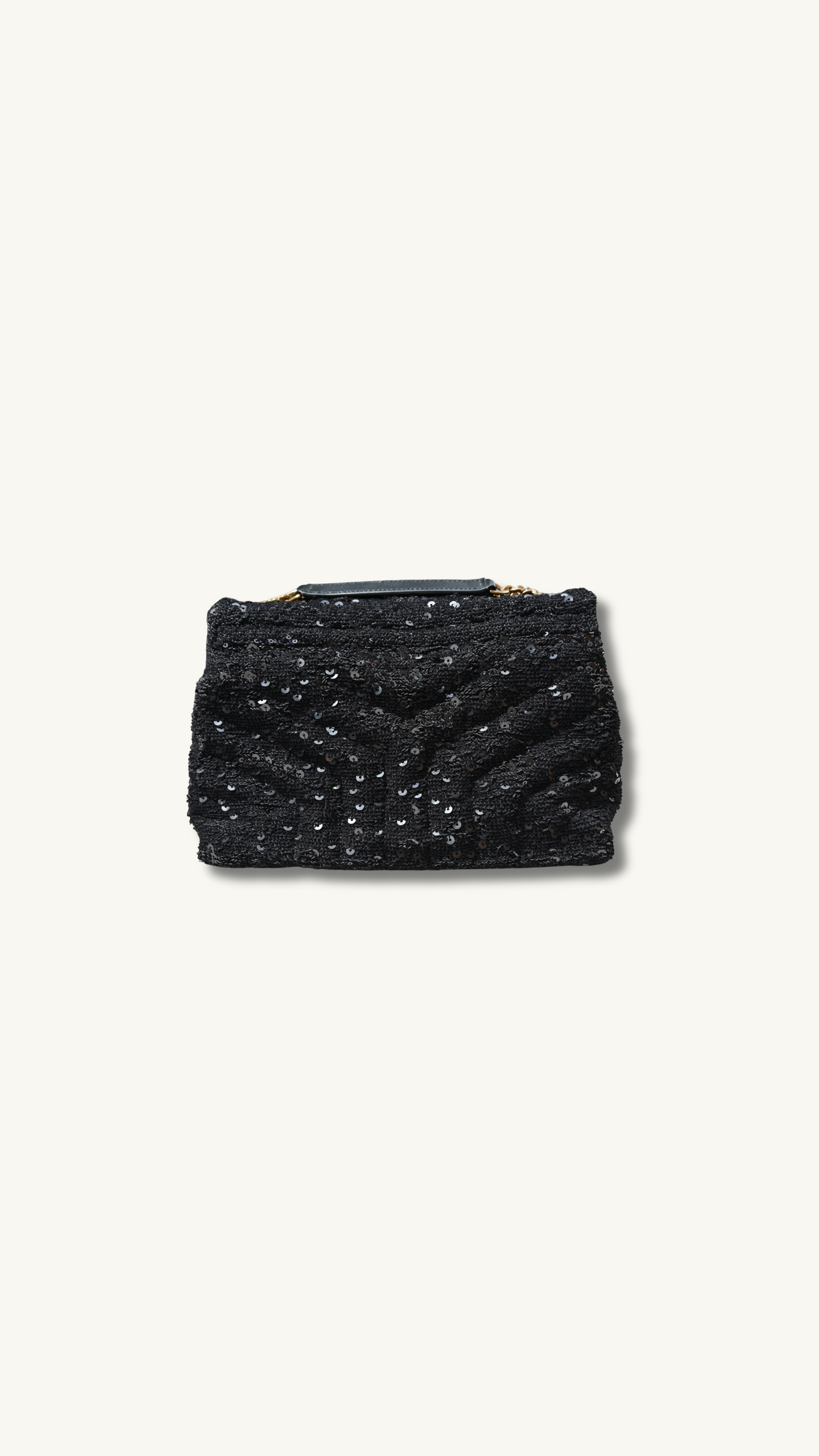 Saint Laurent Loulou Glitter Sequin Crossbody and shoulder bag with black and gold hardware