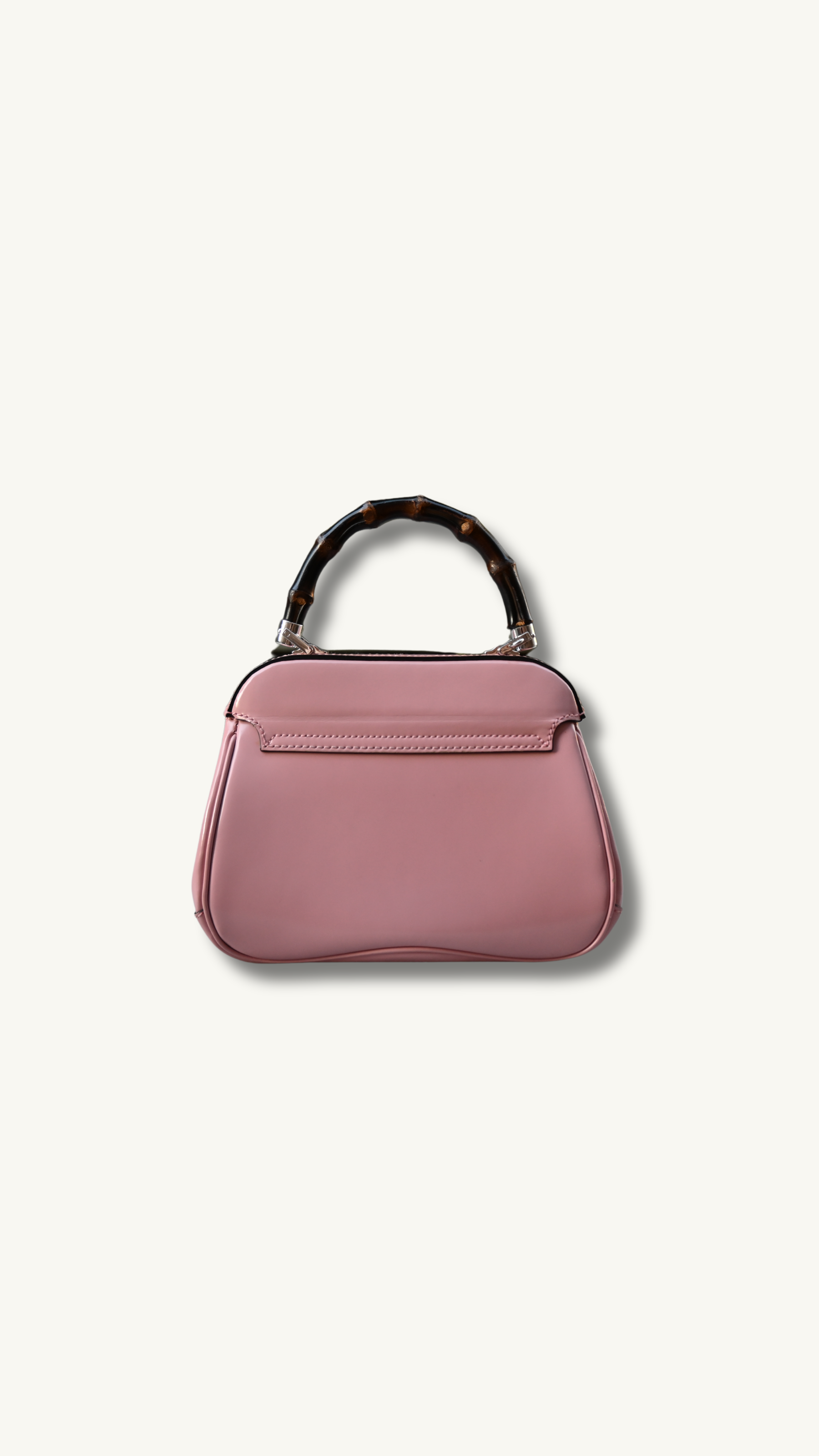 Gucci Bamboo Lady Lock Pink Bag with Silver hardware and detachable strap.