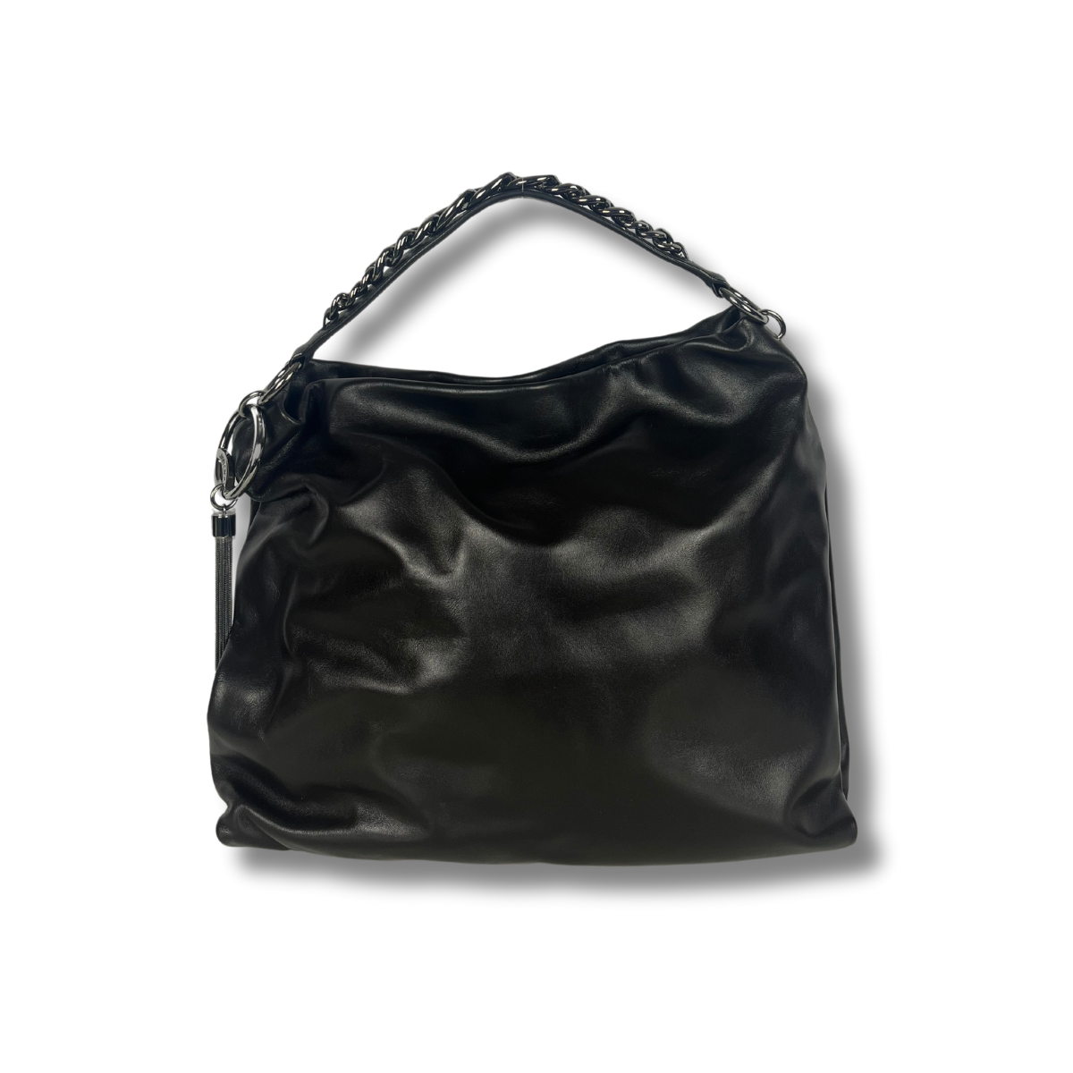Jimmy Choo Callie Large Hobo Bag in Calf skin Leather with silver chain and logo plaque