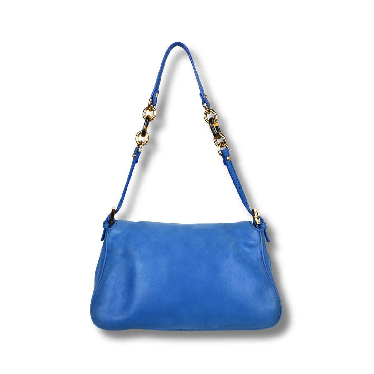 Fendi Mama Baguette Blue with Tortoise shell clasp back