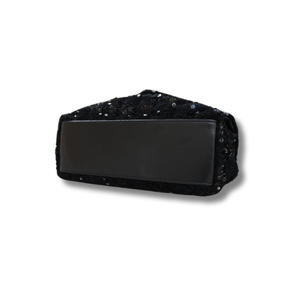 Saint Laurent Loulou Glitter Sequin Crossbody and shoulder bag with black and gold hardware