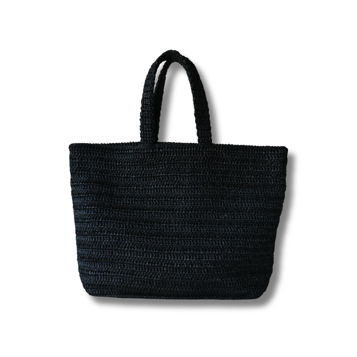 Saint Laurent Rive Gauche Raffia Tote Black Pre-loved pre-owned