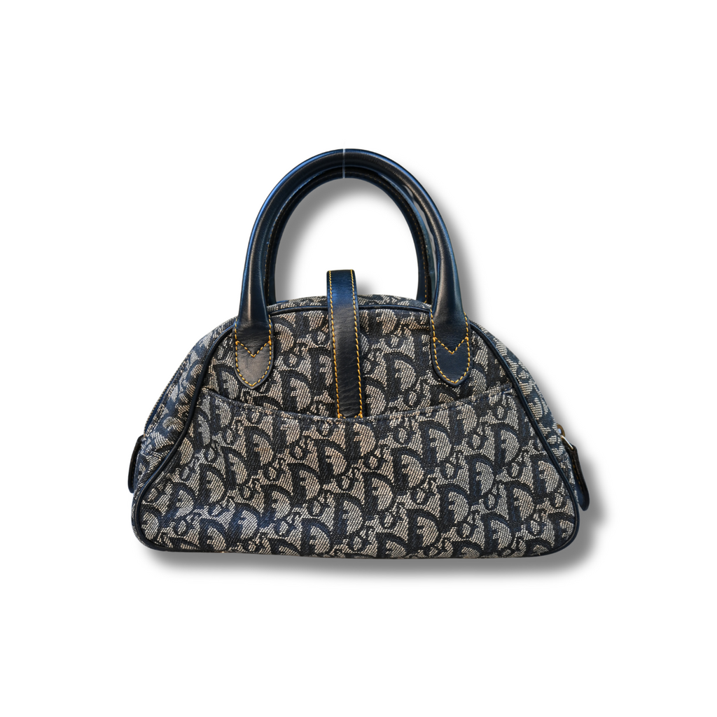 Dior Double Saddle Trotter Bag Navy with gold hardware vintage