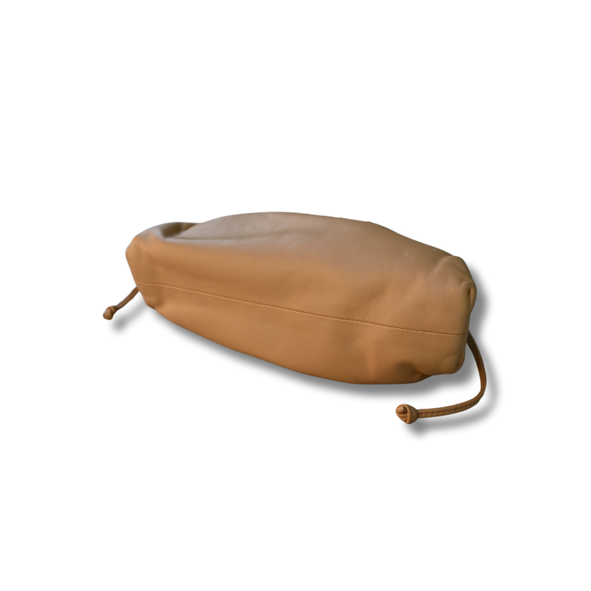 Bottega Veneta Calfskin Leather Mini Pouch Clutch Bag Almond