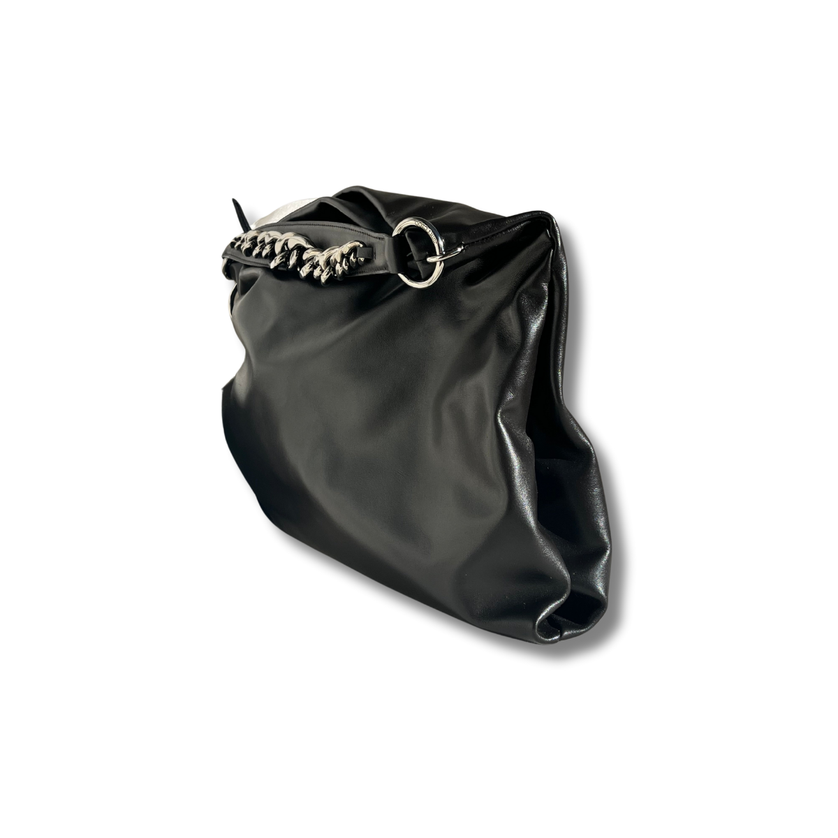 Jimmy Choo Callie Large Hobo Bag in Calf skin Leather with silver chain and logo plaque