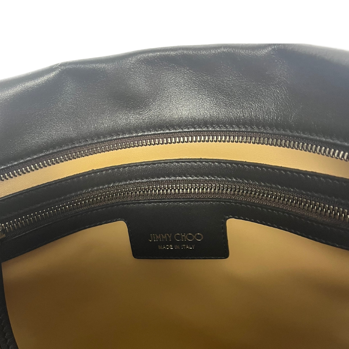 Jimmy Choo Callie Large Hobo Bag in Calf skin Leather with silver chain and logo plaque