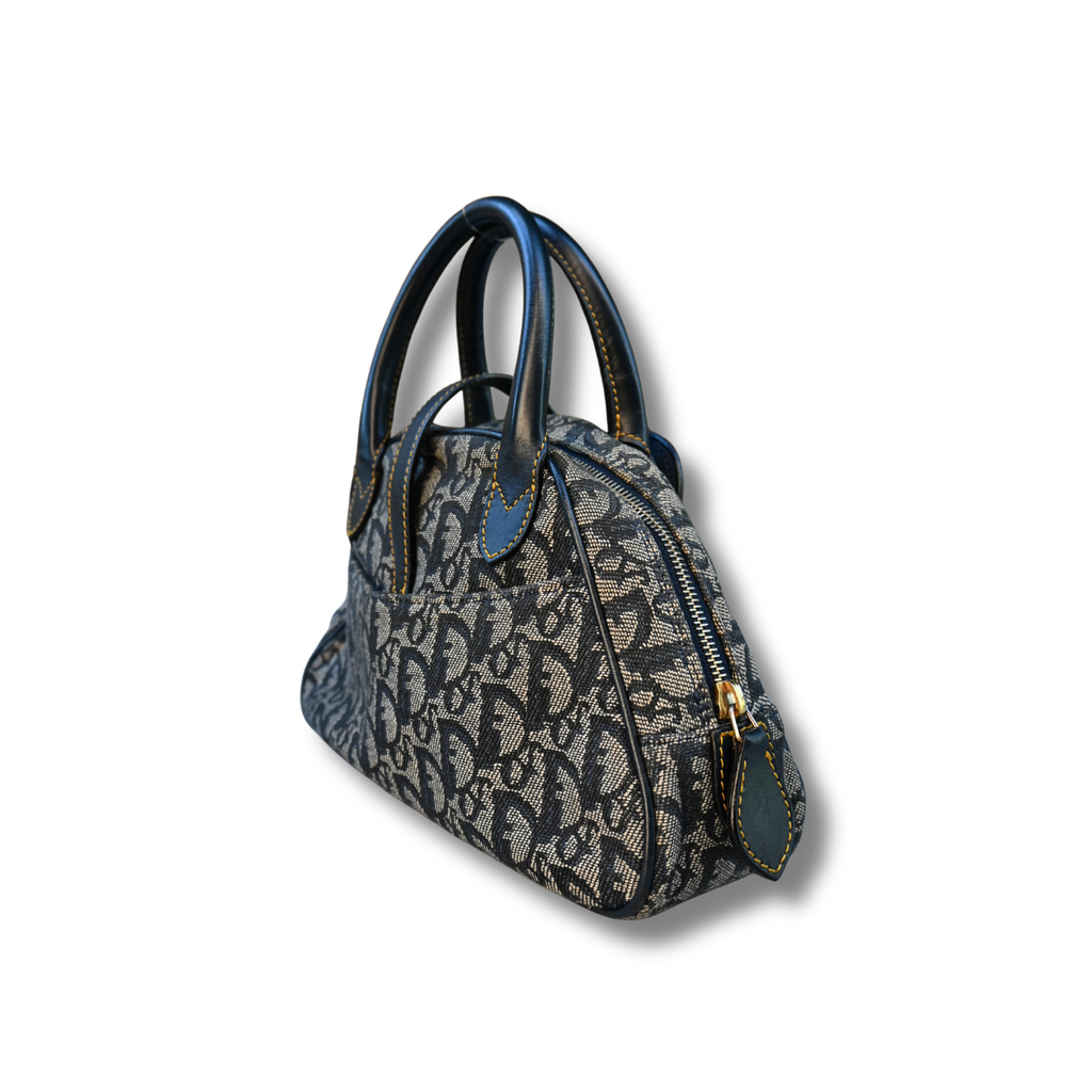 Dior Double Saddle Trotter Bag Navy with gold hardware vintage