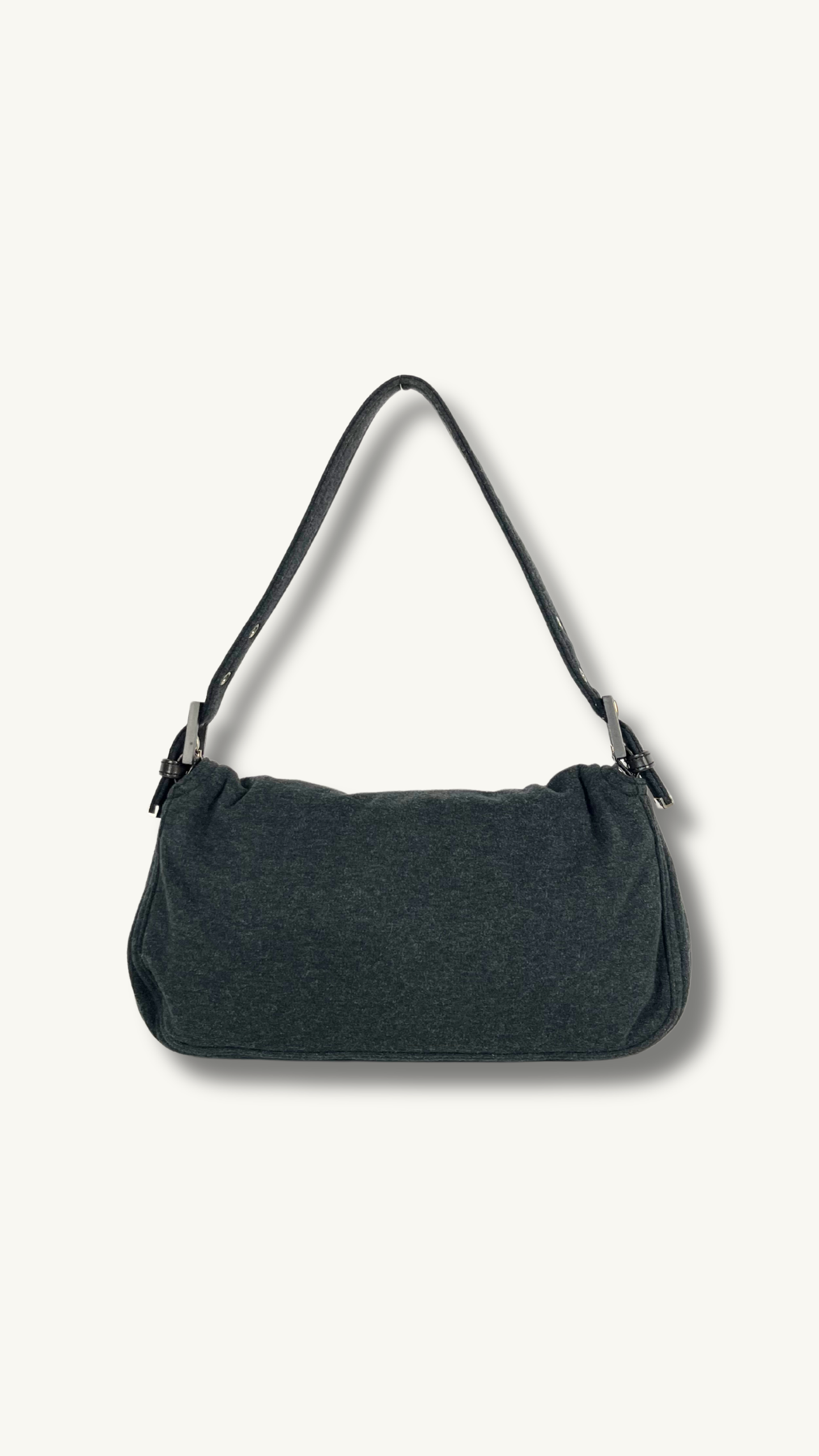 Fendi Baguette Shoulder Bag in Grey Cotton Fleece 