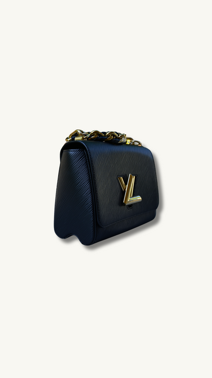 Louis Vuitton Twist MM Epi Leather Black and Gold Hardware Shoulder and handle bag.