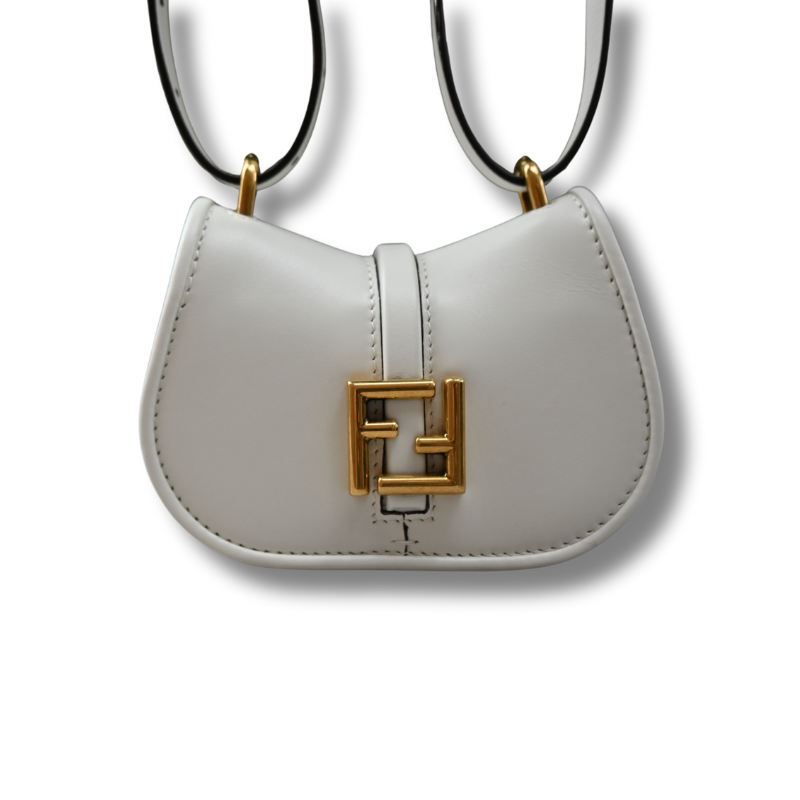 Fendi Cmon Nano Leather Crossbody Bag White
