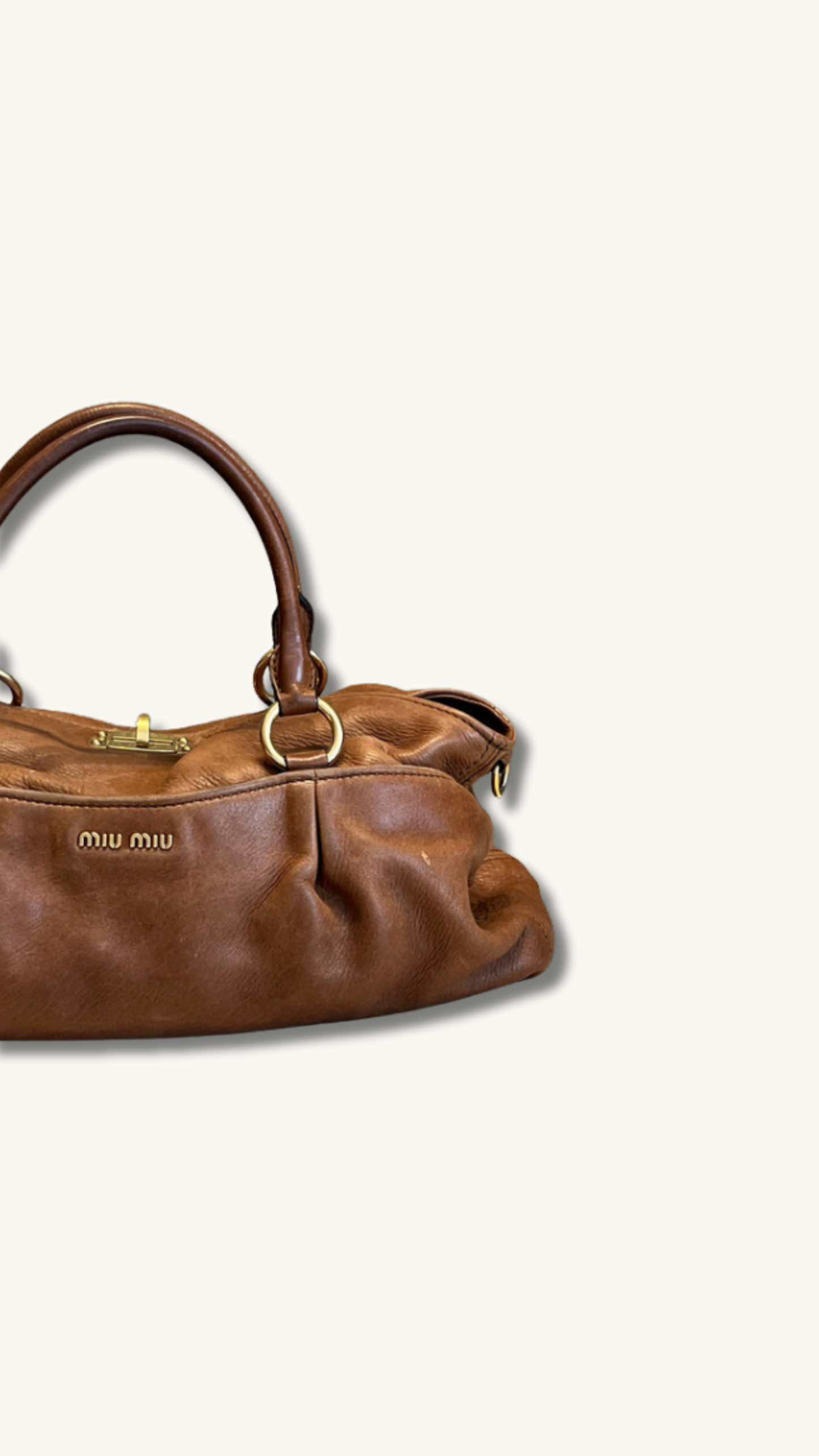 Miu Miu Two Way Handle Bag cognac brown