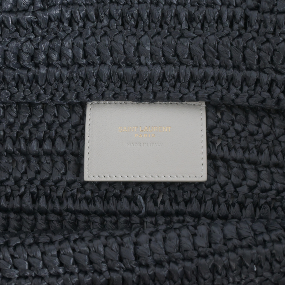 Saint Laurent Rive Gauche Raffia Tote Black Pre-loved pre-owned