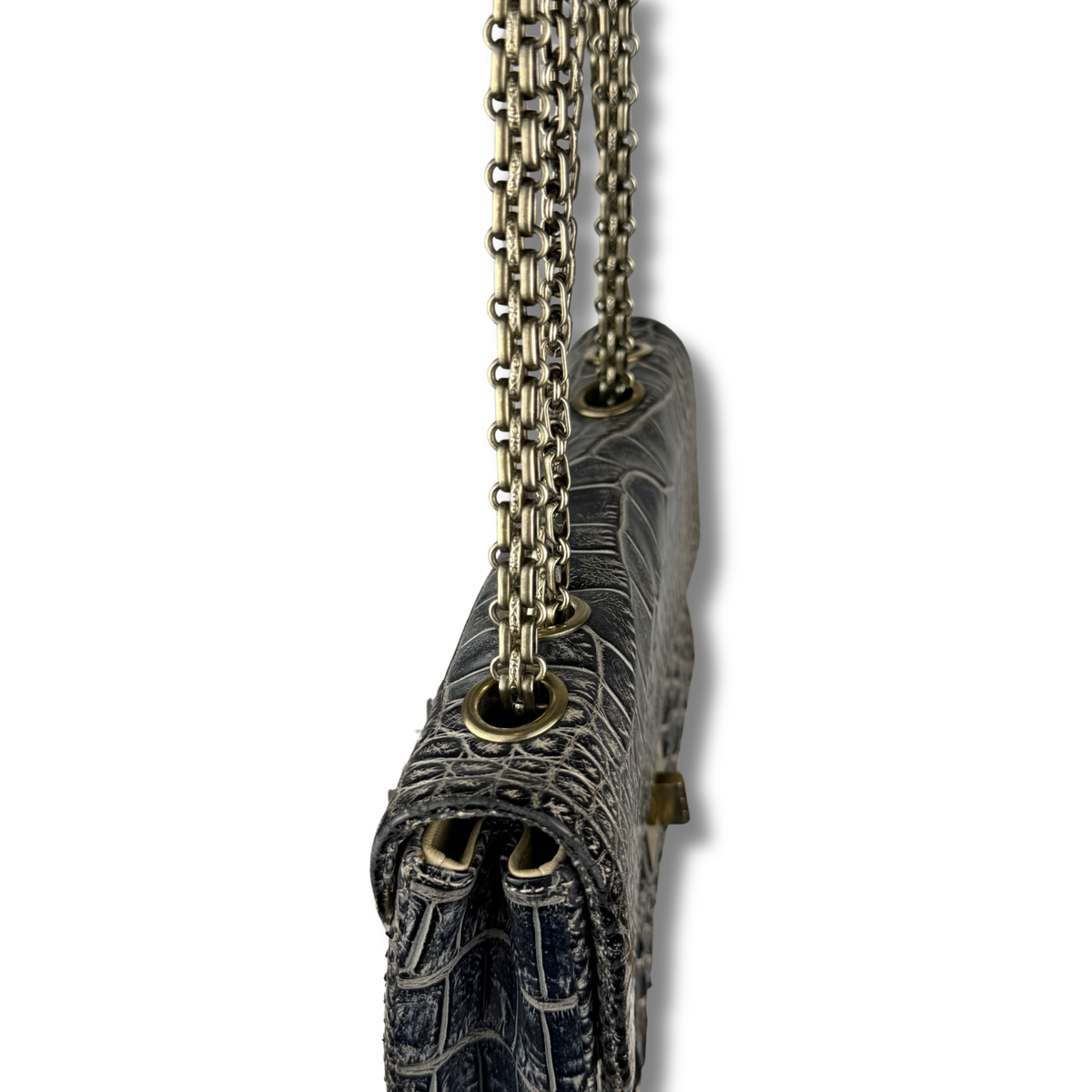 Chanel 2.55 Crocodile Crossbody bag close up of strap