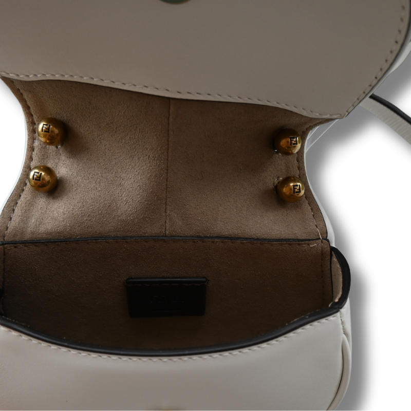 Fendi Cmon Nano Leather Crossbody Bag White