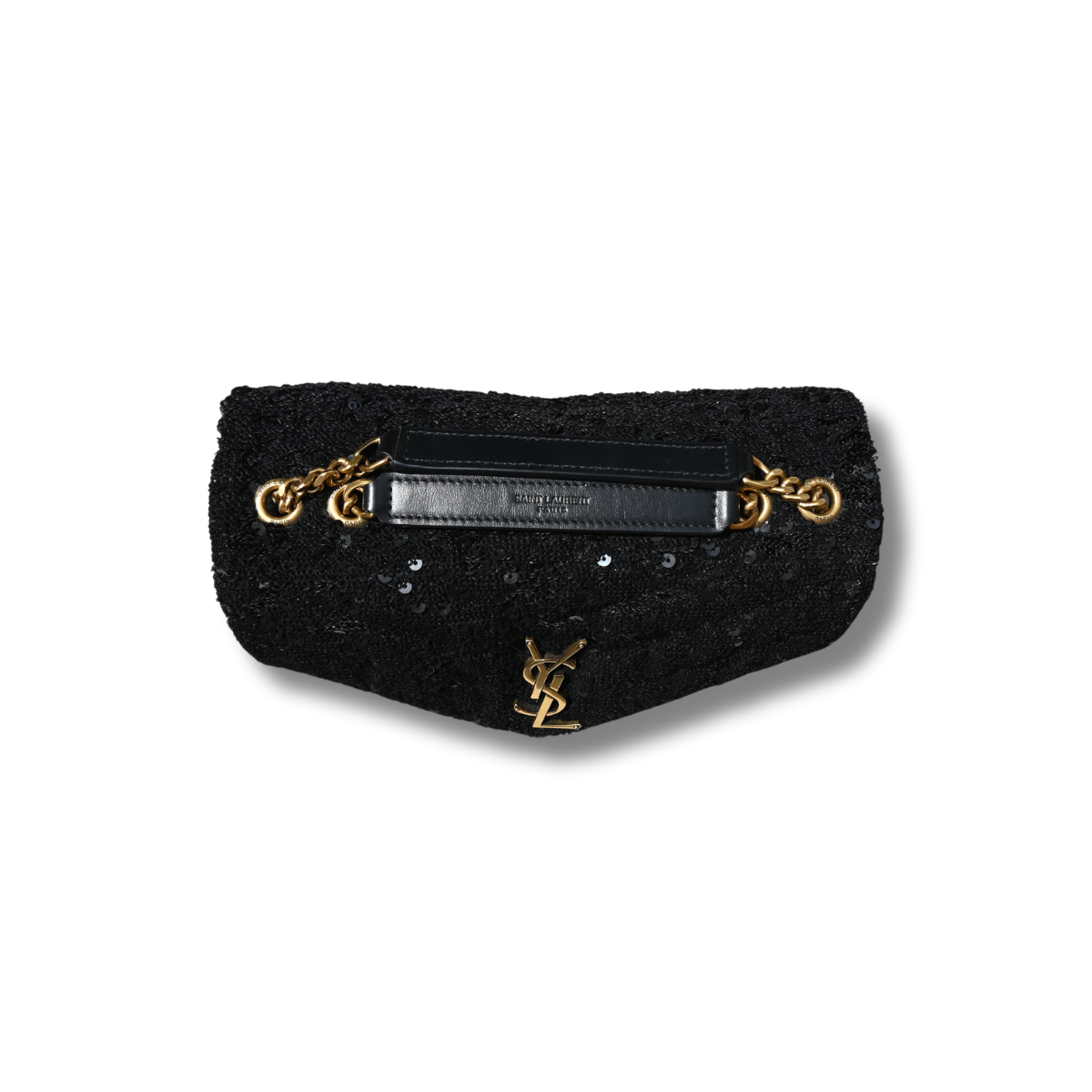 Saint Laurent Loulou Glitter Sequin Crossbody and shoulder bag with black and gold hardware