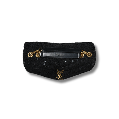 Saint Laurent Loulou Glitter Sequin Crossbody and shoulder bag with black and gold hardware
