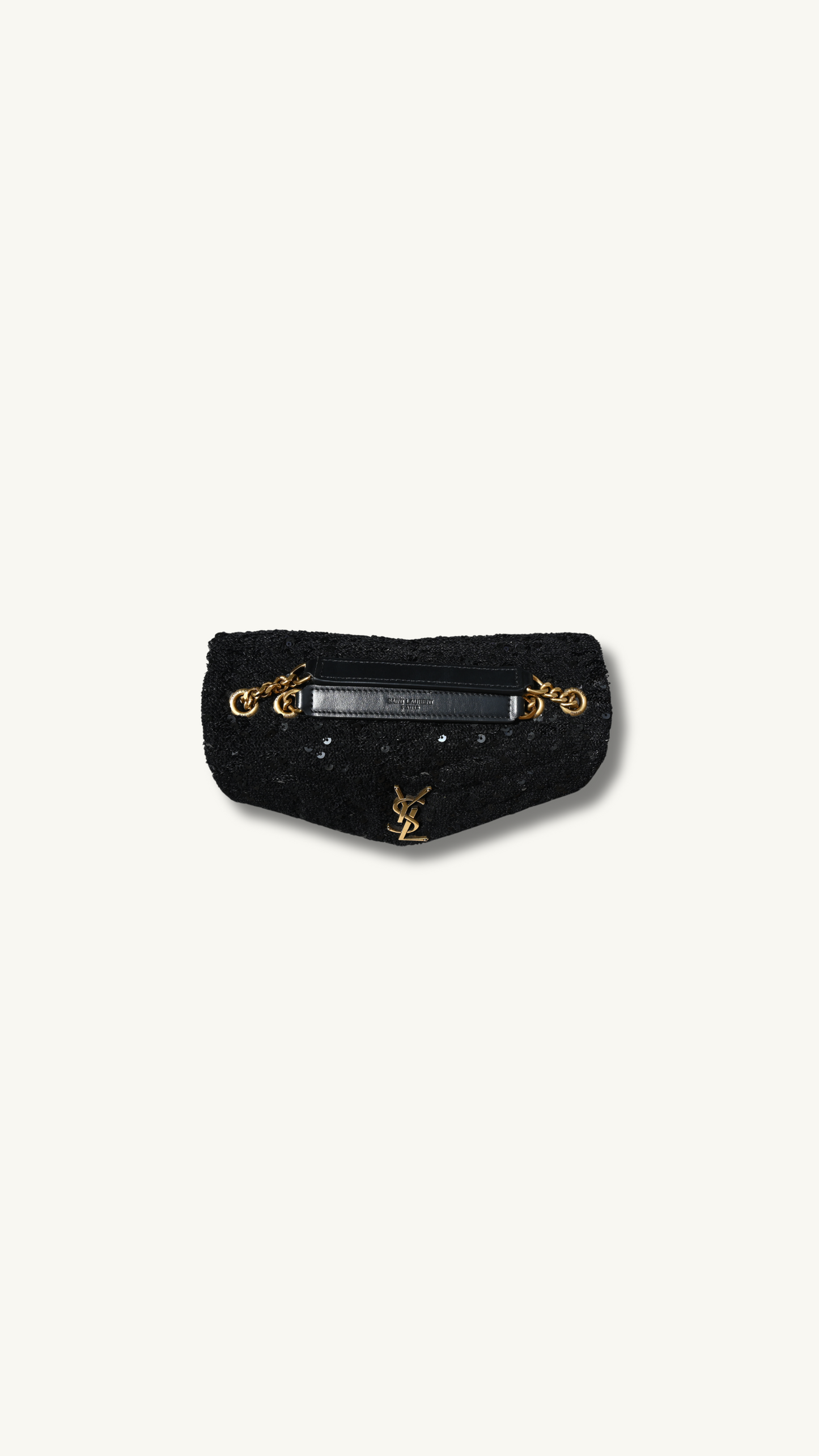 Saint Laurent Loulou Glitter Sequin Crossbody and shoulder bag with black and gold hardware