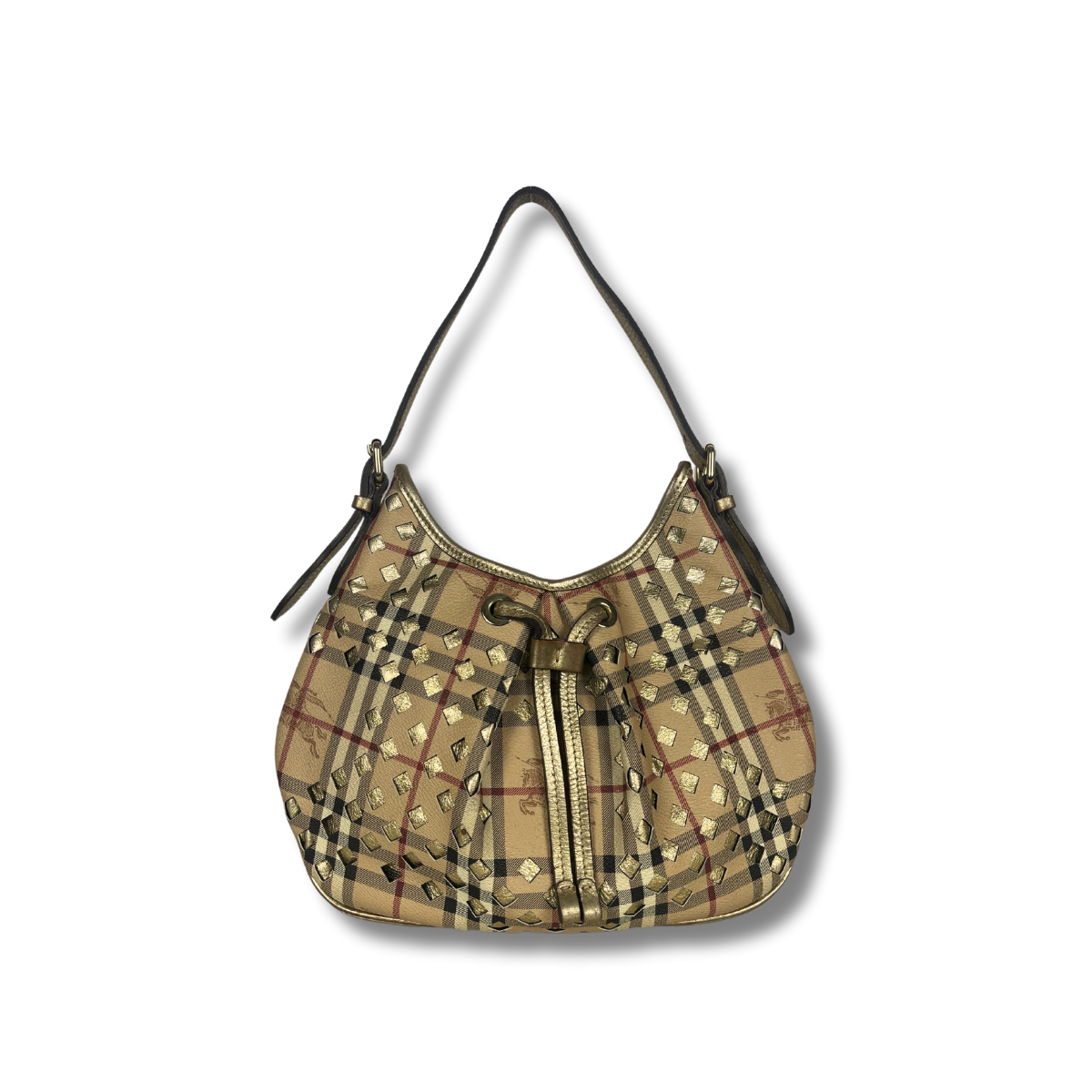 Burberry Y2K Nova Check Shoulder Bag with drawstring