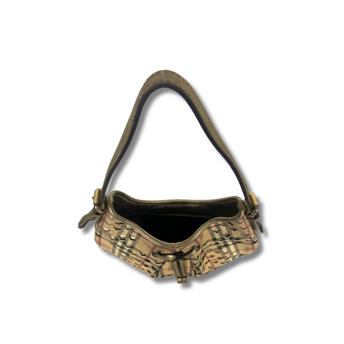 Burberry Y2K Nova Check Shoulder Bag with drawstring