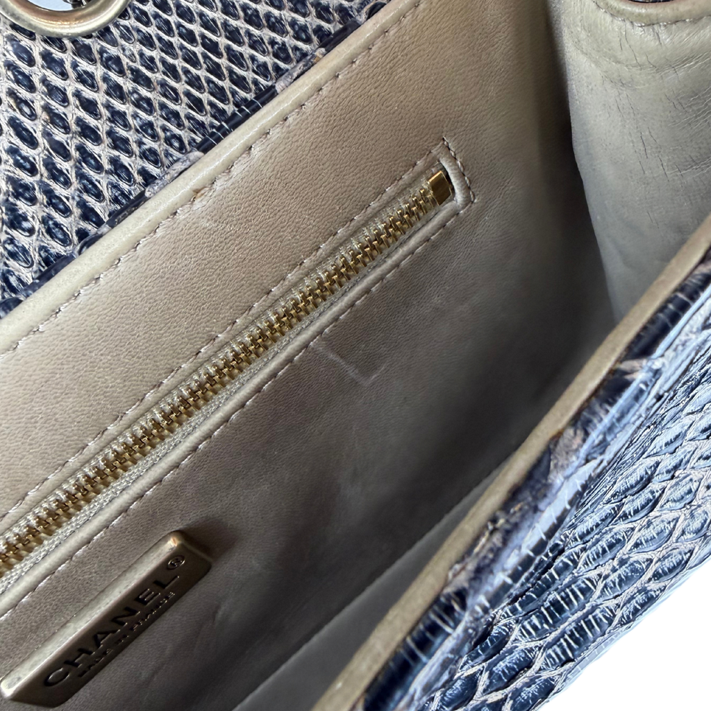 Chanel 2.55 Crocodile Crossbody bag inside (photo of damage)